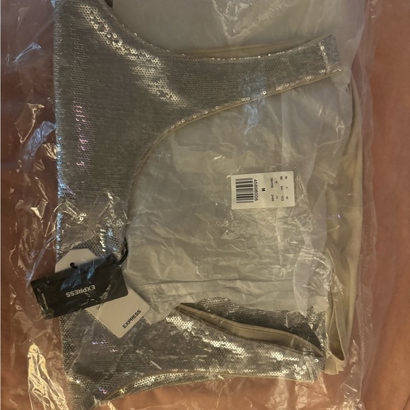 NWT Express Body Contour Sequin Scoop Neck Bodysuit - Picture 7 of 7